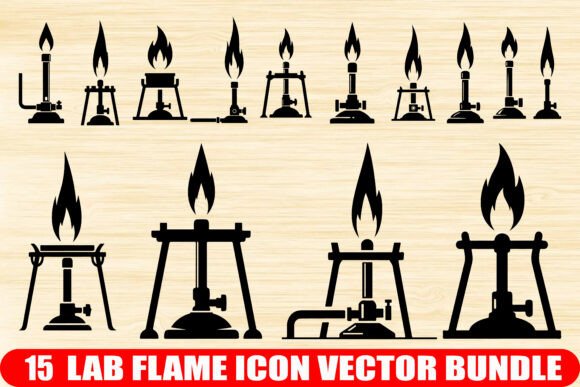 15 Lab Flame Icon Vector Bundle for Graphics and Illustrations