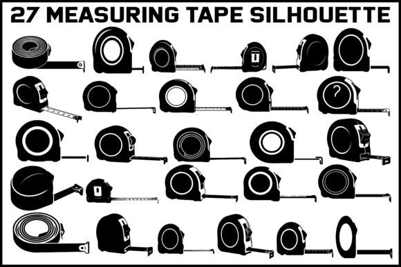27 Measuring Tape Silhouette Icons Bundle for Branding and Packaging