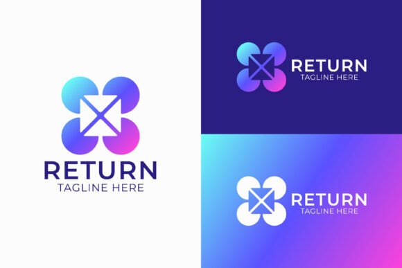 4 Circle and Box Arrow Center Logo Graphics for Modern Logos