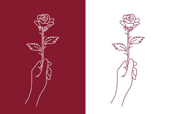 Abstract Illustration Hand Holding Rose: A Versatile Graphic Design Asset