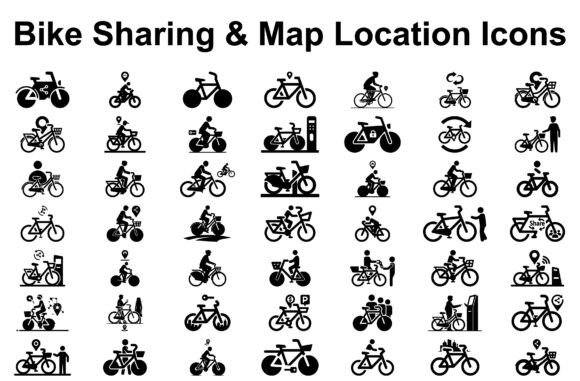 Bike Sharing Location Icon Design for Graphics and Illustrations