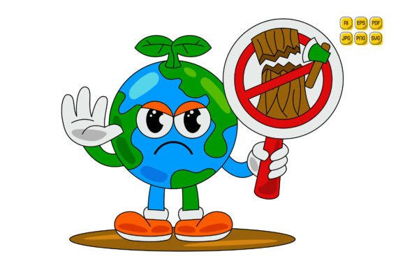 Cartoon Earth Character Vector Art 21 for Branding and Marketing