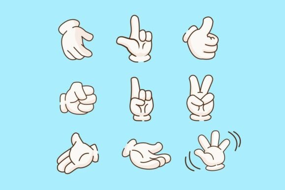 Cartoon Hand Gesture Set Illustration for Graphics and Design Projects