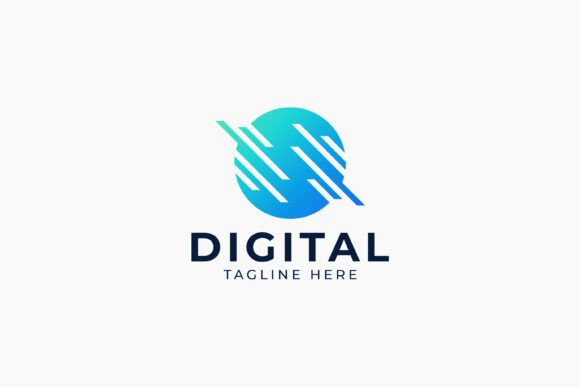 Digital Data Speed Broadband Tech Logo - A Modern Graphic Design Asset