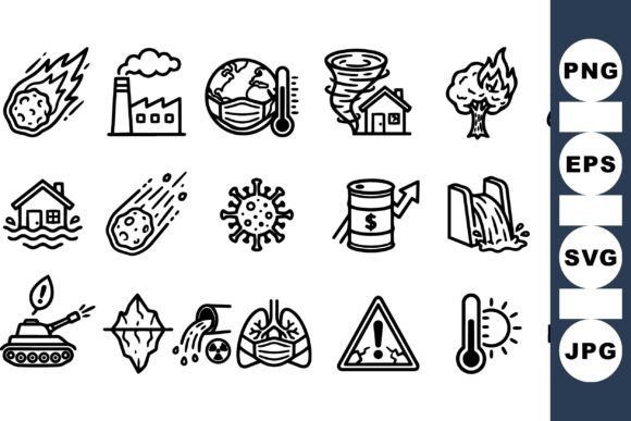 Disaster Risk Icon Pack for Crafts and Graphics