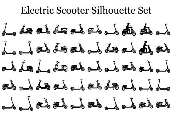 Electric Scooter Silhouette Set for Modern Design Projects