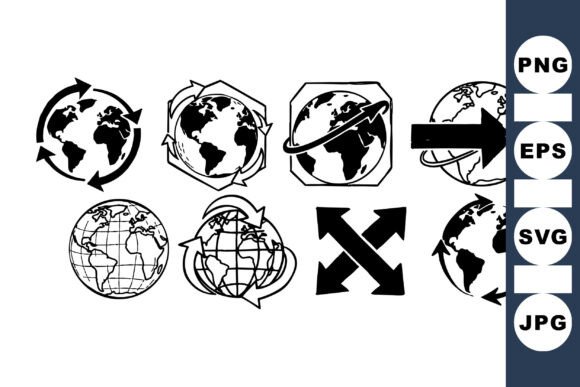 Hand Drawn Globe Icon Set for Graphics and Crafts