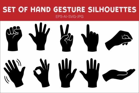 Hand Gesture Silhouette Bundle for Graphics and Freebies