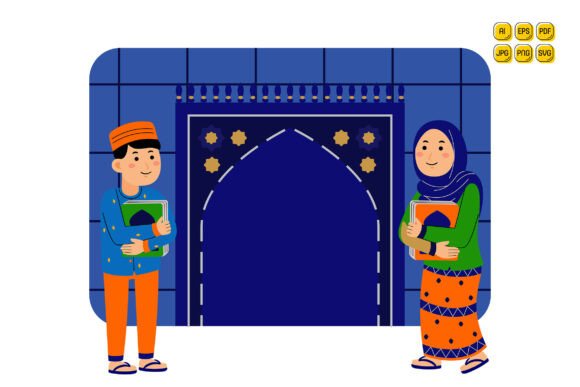 Muslim Couple with Quran Graphics
