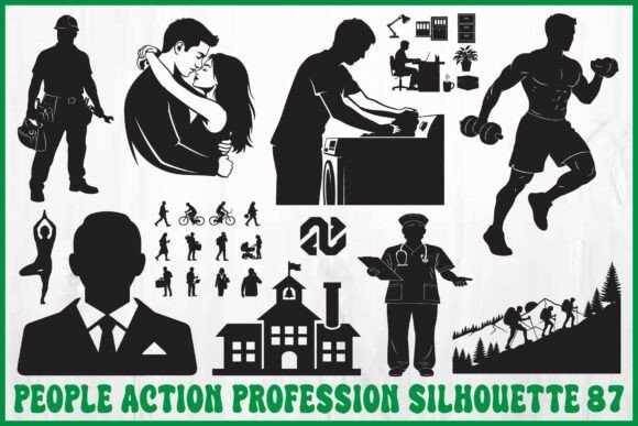 People Action Profession Silhouettes Graphics for Crafts