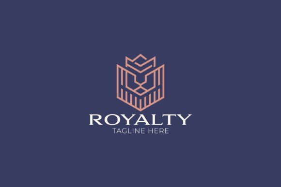 Royalty Crown Lion Head Logo Line Style Graphics