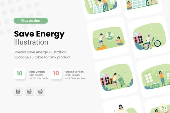 Save Energy Illustration for Local Business Branding