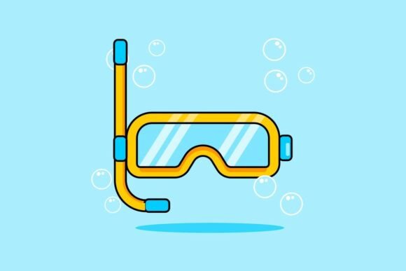 Snorkeling Mask and Snorkel Flat Vector Illustration