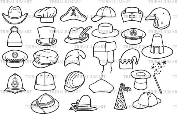 Thin Line Hat Icons for Crafting and Graphics