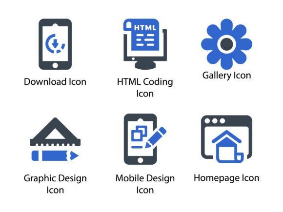 Web Development Icon Set 2: A Modern Graphic Asset for Content Creators