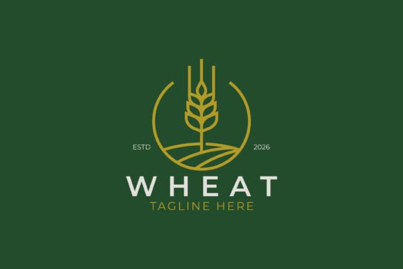 Wheat Logo Linear Badge Graphics
